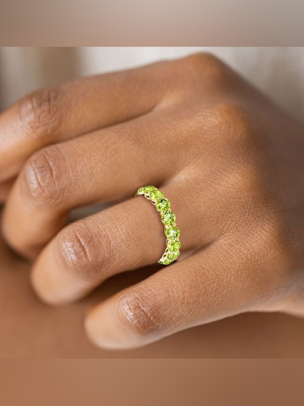 Eternity Round Cut Created Peridot Wedding Band - Picture 3 of 4